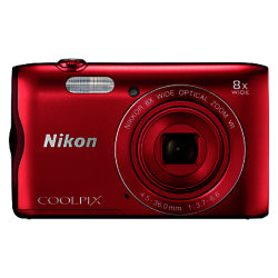 Nikon COOLPIX A300 Digital Camera, 20.1MP, HD 720p, 8x Optical Zoom, Wi-Fi, Bluetooth, NFC & 2.7 LCD Screen Red